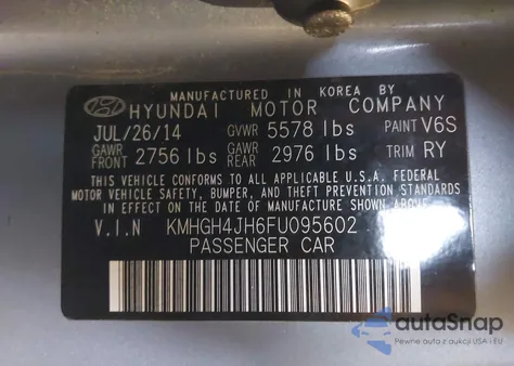 2015 Hyundai Equus Signature z USA, uszkodzony, nr VIN KMHGH4JH6FU095602